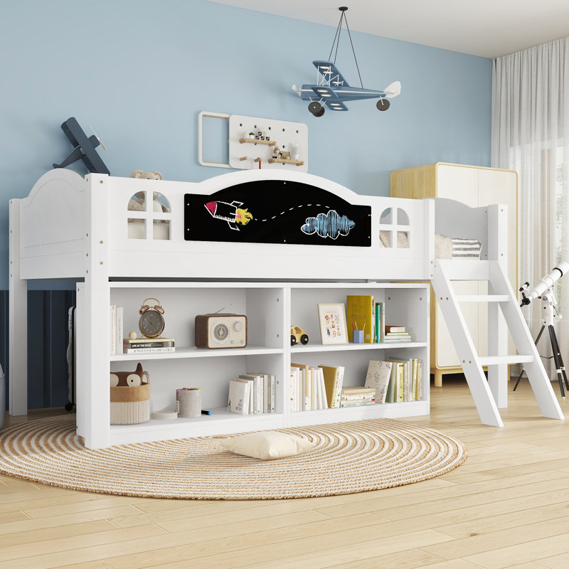Single (3') Cabin Bed Bed Frame with Storage Included with Built-in Ladder Included