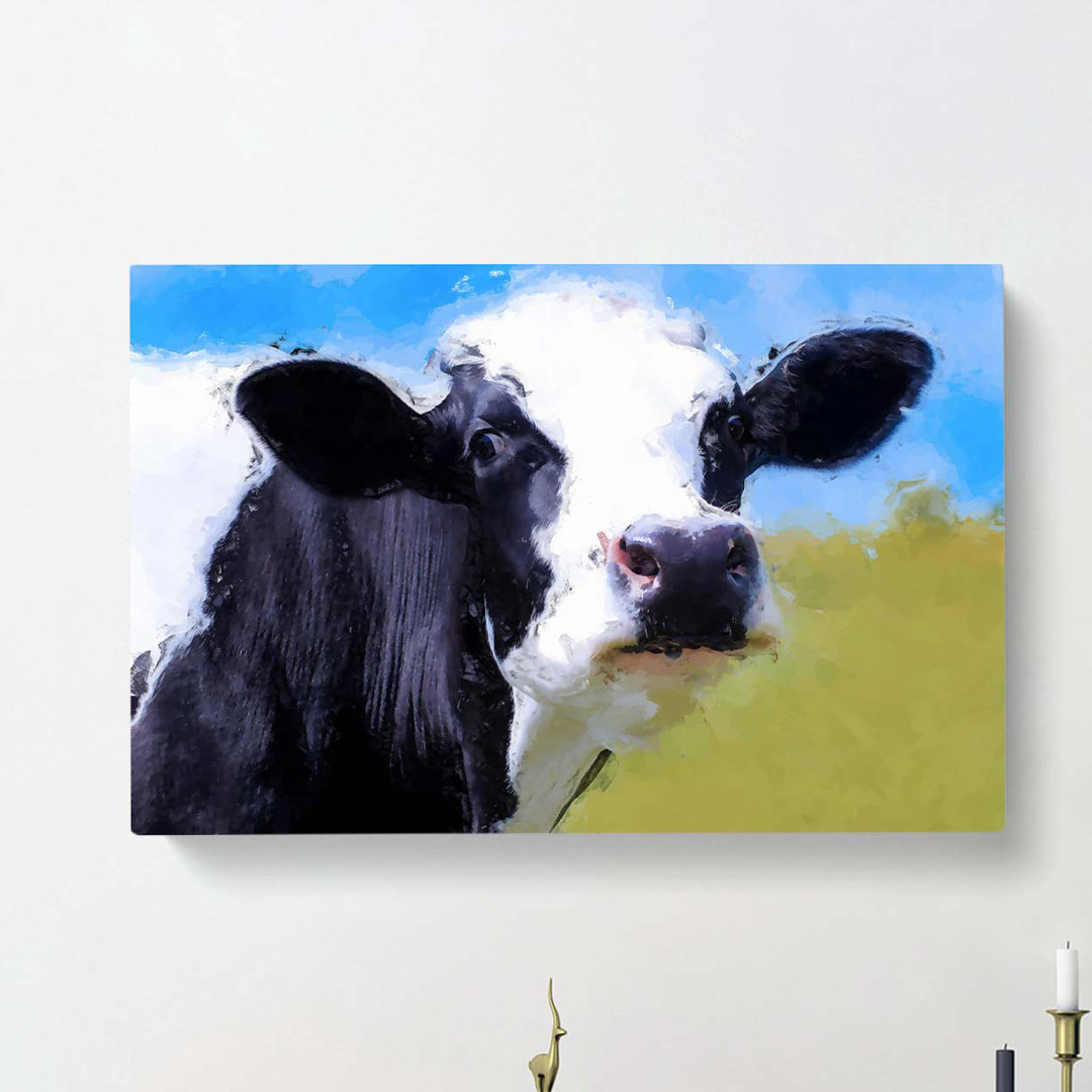 A Cow In The Meadow In Abstract - Wrapped Canvas