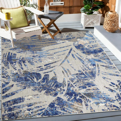  Tapis ou coureur à motif de feuilles tropicales d'intérieur / extérieur Island Breeze