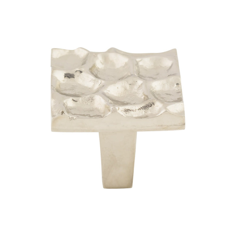 Cobblestone Square Knob, Polished Nickel, 1 3/8" Length