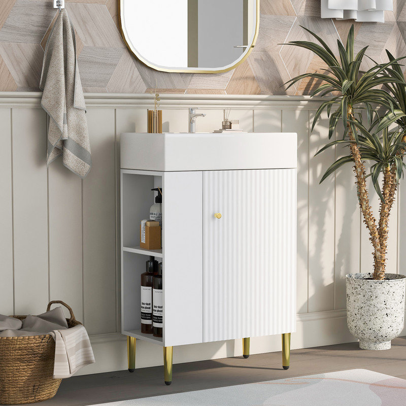 Laycee 21.5'' Single Bathroom Vanity with Ceramic Top, White