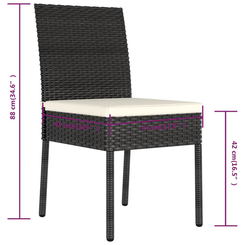 Chaise d'appoint de patio avec coussin Couey, Crème, Noir