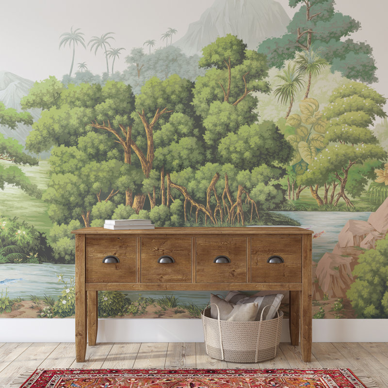 Utopia Jungle Bloom Peel and Stick Wall Mural, 108 x 156