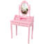 Meuble-lavabo rose avec 4 tiroirs, miroir ajustable à 360 ° et tabouret polyvalent pour l'organisation de la chambre à coucher-1922352122
