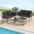 Patio Wicker Loveseat Furniture with Seat Back Cushions, Heavy-Duty Metal Legs Black-2012113893