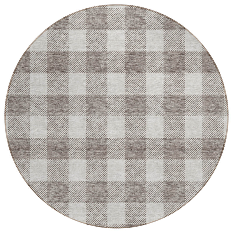 Tapis d'intérieur rond lavable taupe et gris 8 pi HomeRoots