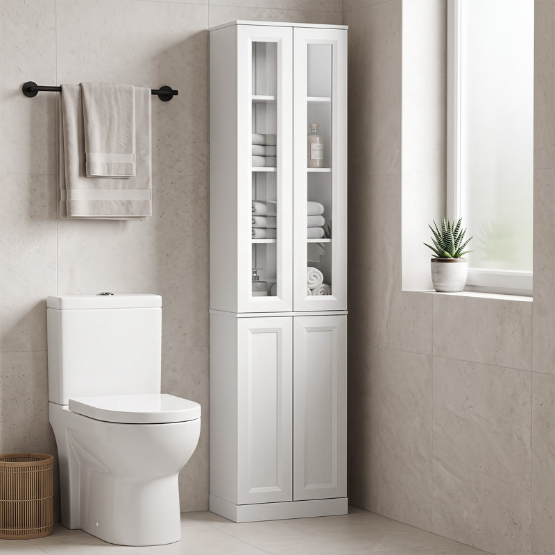 Freestanding Linen Cabinet, White