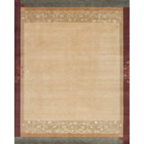Presidential Hand Knotted Oriental Area Rug in Wheat/Red