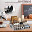 Organisateur de station de café avec 4 compartiments, panier de rangement pour porte-gobelets K pour dosettes de café, tasses, condiments, organisateur de comptoir robuste pour la cuisine, le bureau, le bar, les accessoires, le métal, argent