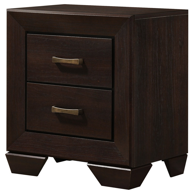 Table de chevet rectangulaire foncé 2 avec finition brun foncé, design polyvalent pour la décoration de chambre à coucher et table de chevet à cadre en bois, organisation de finition, attrait naturel