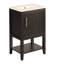 Meuble-lavabo de 20 po avec lavabo, armoire de salle de bain avec porte à fermeture douce, support de rangement et tablette ouverte, noir