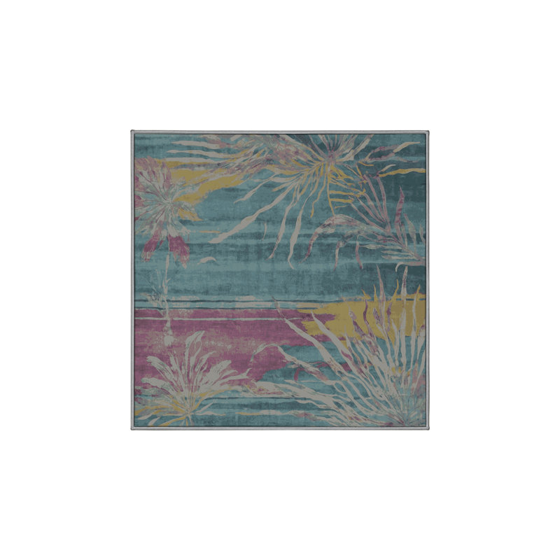 Tapis gris lavable à la machine, Carré 3 pi