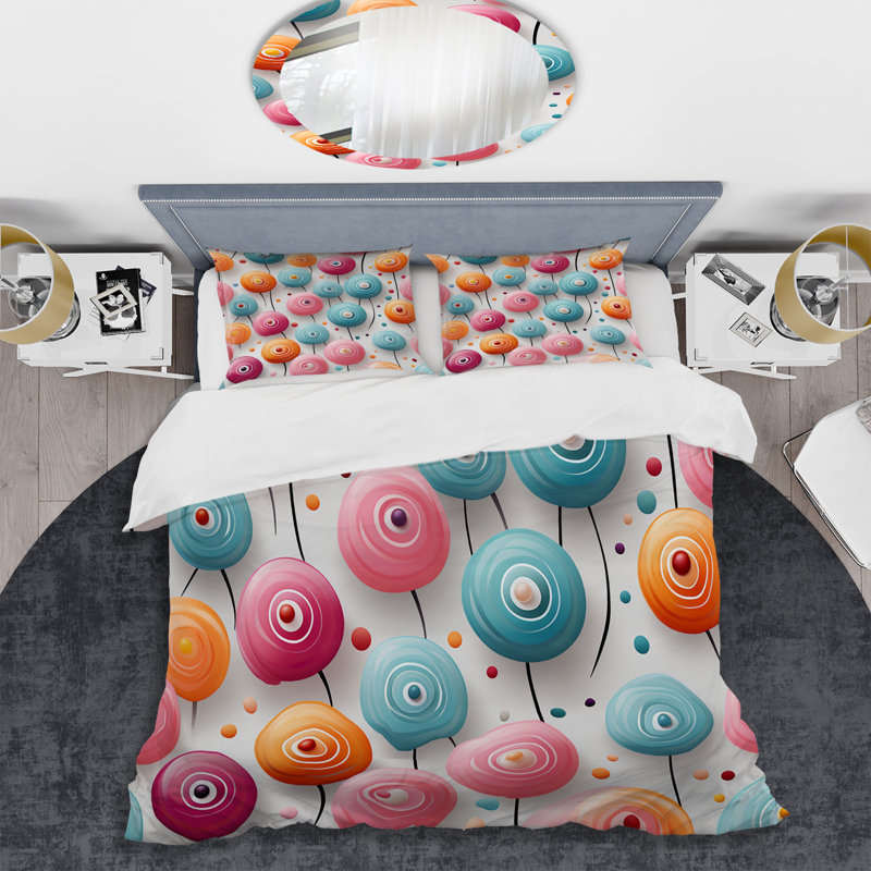 Ensemble de housse de couette Lollipop Dream Pattern III - Desserts, Housse de couette pour très grand lit et 2 très 