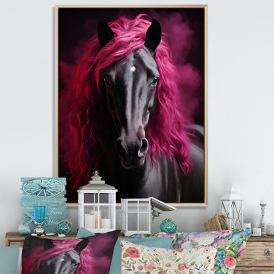 «Black Pink Horse Vibrant Equine II», reproduction sur toile