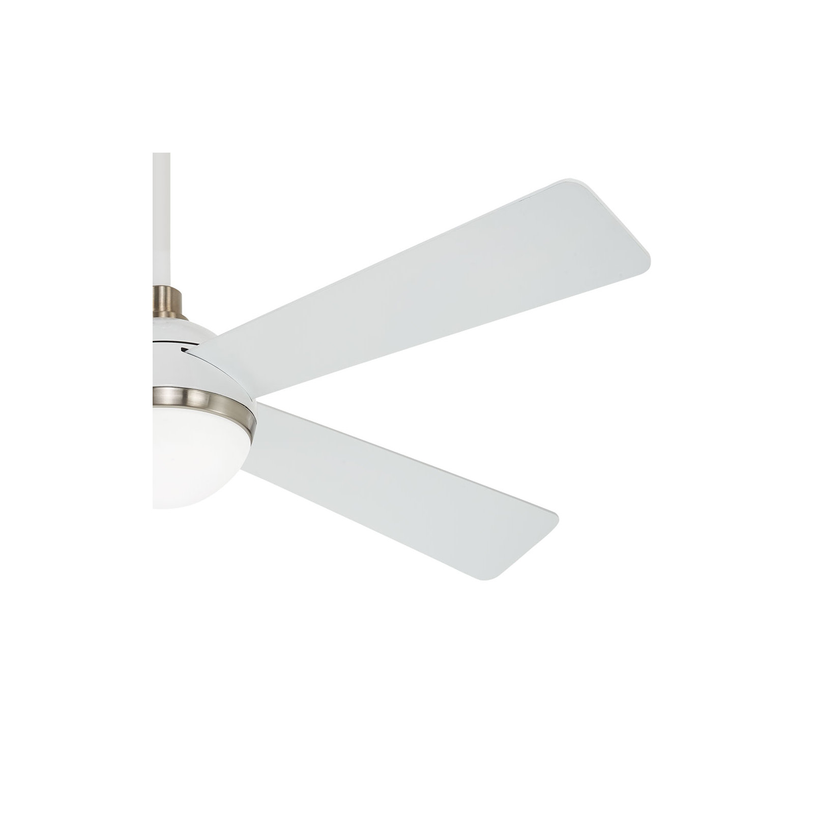 54" 4 - Blade LED Standard Ceiling Fan with Remote Control and Light Kit Included, Brushed Nickel with Flat White Blades