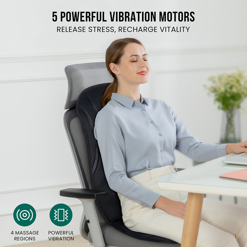 Snailax Vibration Back Massager with Heat, Heated Seat Massager with 8 Vibrating Motors & 5 Modes - SL-222