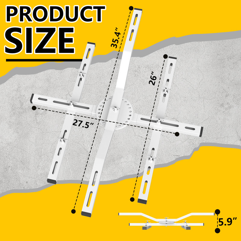 Flush Mount Garage Heater Bracket – Heavy Duty Steel Construction, 200 lb Capacity, 360° Swivel, Fits 16"–24" Joist Spacing, Vibration-Dampening Design for AC & Heating Units