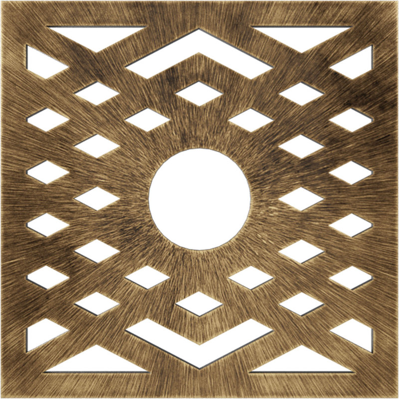 Médaillon de plafond à chevron en PVC de qualité architecturale Chevron, Laiton antique, H 40 po x l 40 po x P 1 po