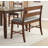 Wooden Counter Height Bench With Backrest Faux Leather Upholstered Seat