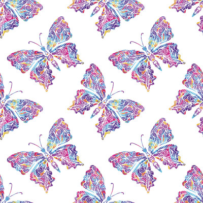 Belliere Watercolour Pattern Butterflies - Wrapped Canvas Print
