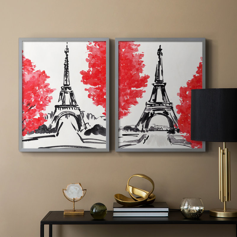 Day in Paris I-Premium Framed Print -Ready to Hang - No Nails Required - No Nails Required, Green, 21" H x 34" W
