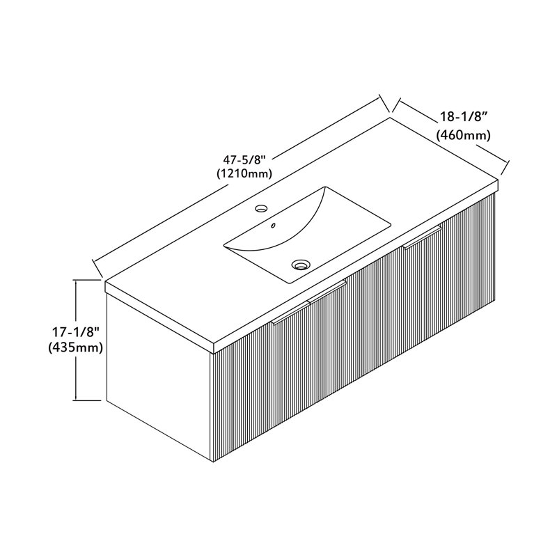 48" Single Vanity Set, Base, Ceramic Top, White