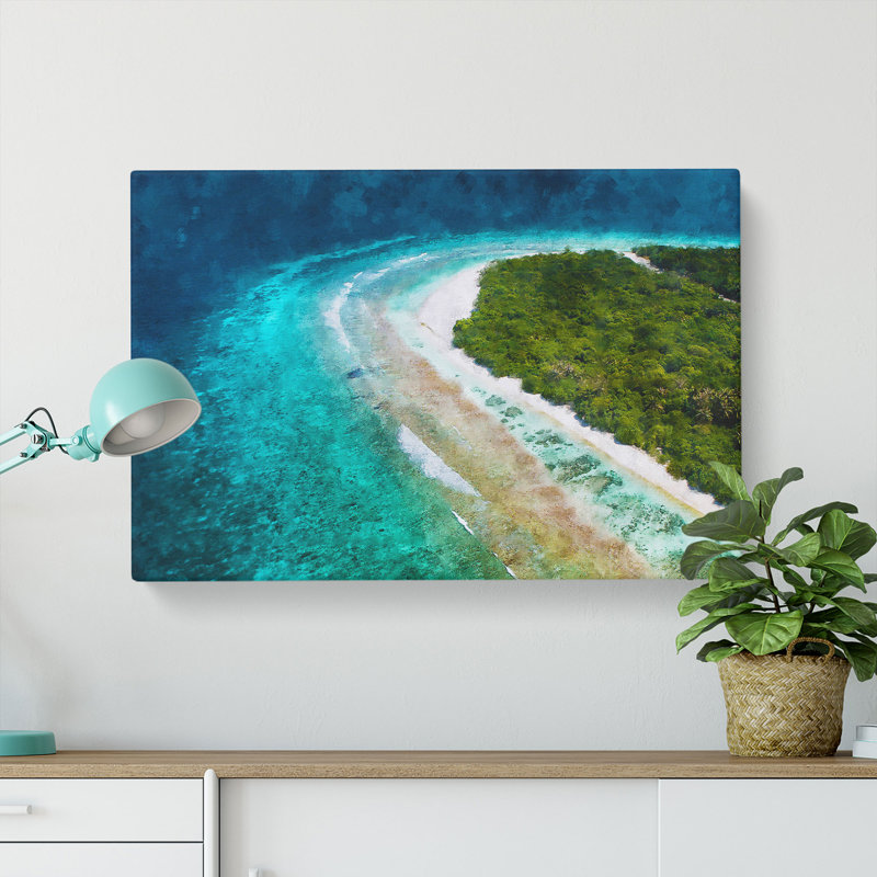 Maldives Beach - Wrapped Canvas Painting, 60cm H x 91cm W x 3cm D