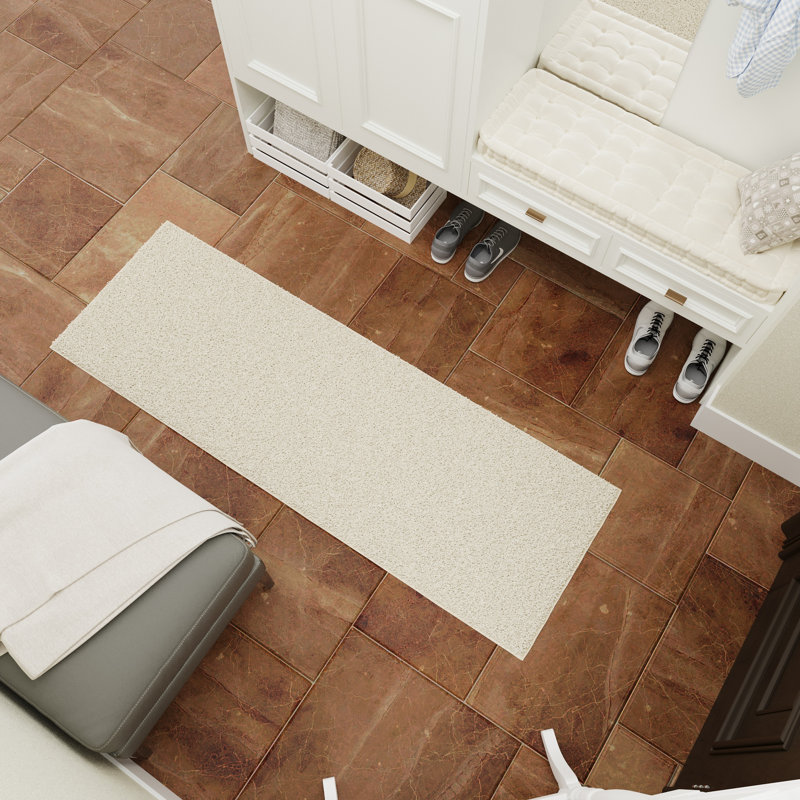 Mair Plush Non-Slip Rubberback Extra Long Hallway Runner Rug for Bedroom, Living Room, Bathroom, Cream, Runner 2' x 8', Cream