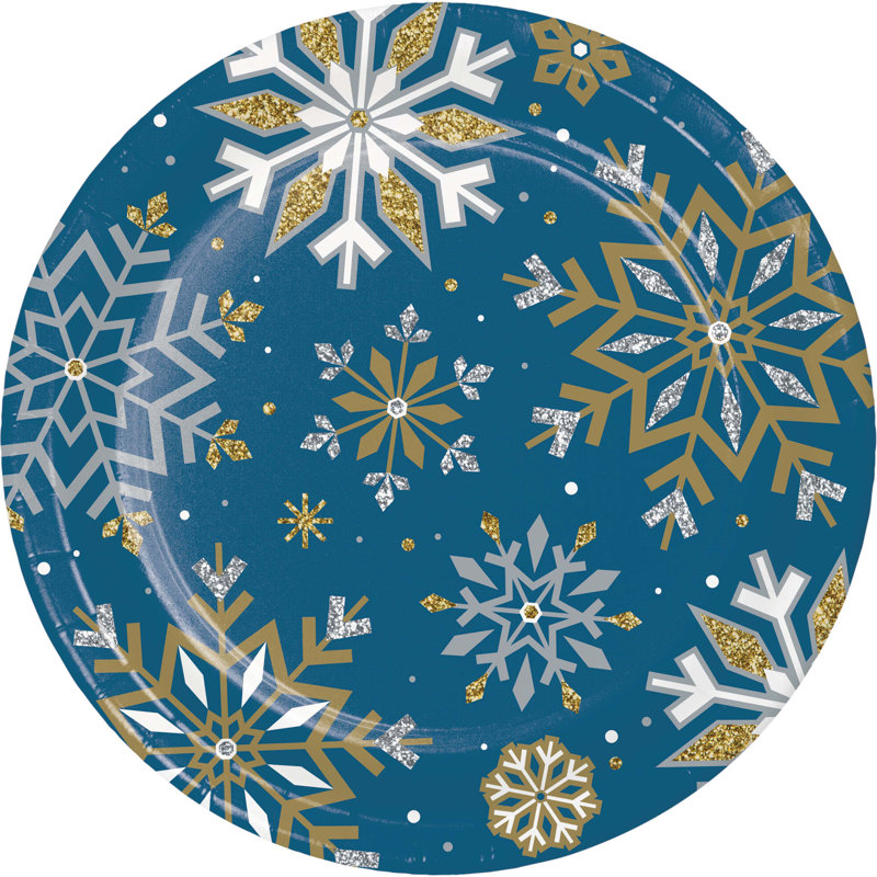 Creative Converting Whimsical Winter Christmas Dinner Paper Plates and Napkins Set, Serves 16