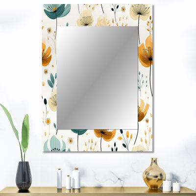 Elkland minimaliste vert et jaune floral charme botanique - miroir décoratif floral, grand miroir mural de maison, art en métal imprimé