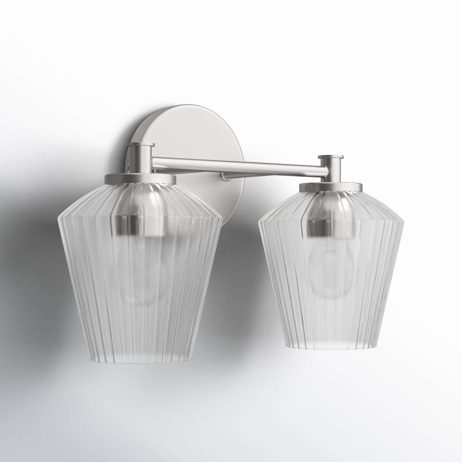Depner 2 Light Ribbed Dimmable Vanity Light, Brushed Nickel
