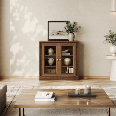 Vitrine de rangement modulaire avec portes (ensemble de 1), noyer