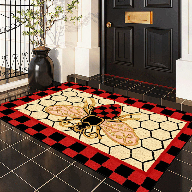  Tapis d'intérieur antidérapant pour l'extérieur, 24 po x 36 po, abeille Buffalo, Buffalo plaid bee, 24"x36"