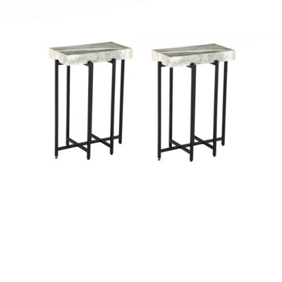 Ayvaz 24'' Tall Genuine Marble Top End Tables, Set Of Two