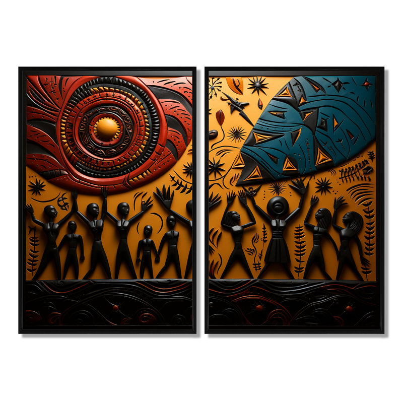 Tavare - art mural orange, H 36 po x l 48 po, Impression encadrée flottante, Noir