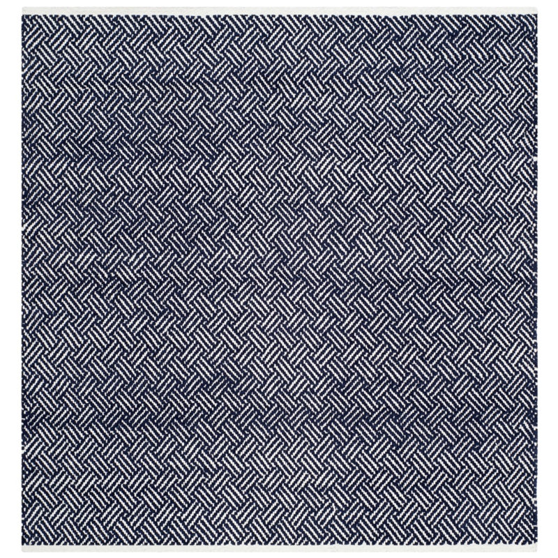 Bryent Flat Weave Cotton Geometric Rug, Square 6'