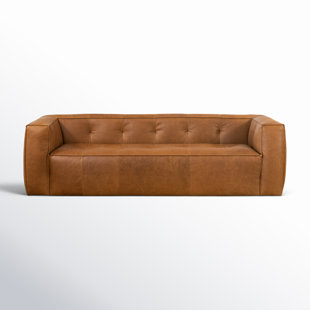  92'' Full-Grain Genuine Italian Leather Square Arm Sofa