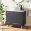 Meuble-lavabo autoportant noir moderne 30 po avec vasque en céramique