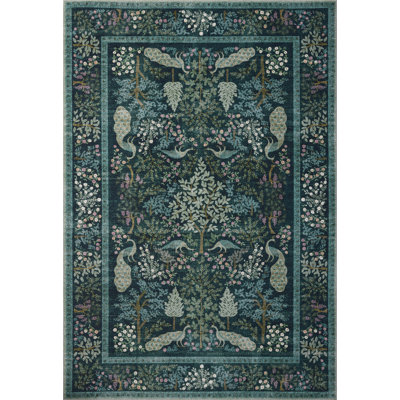 Rifle Paper Co. x Loloi Canopy Teal Floral Rug