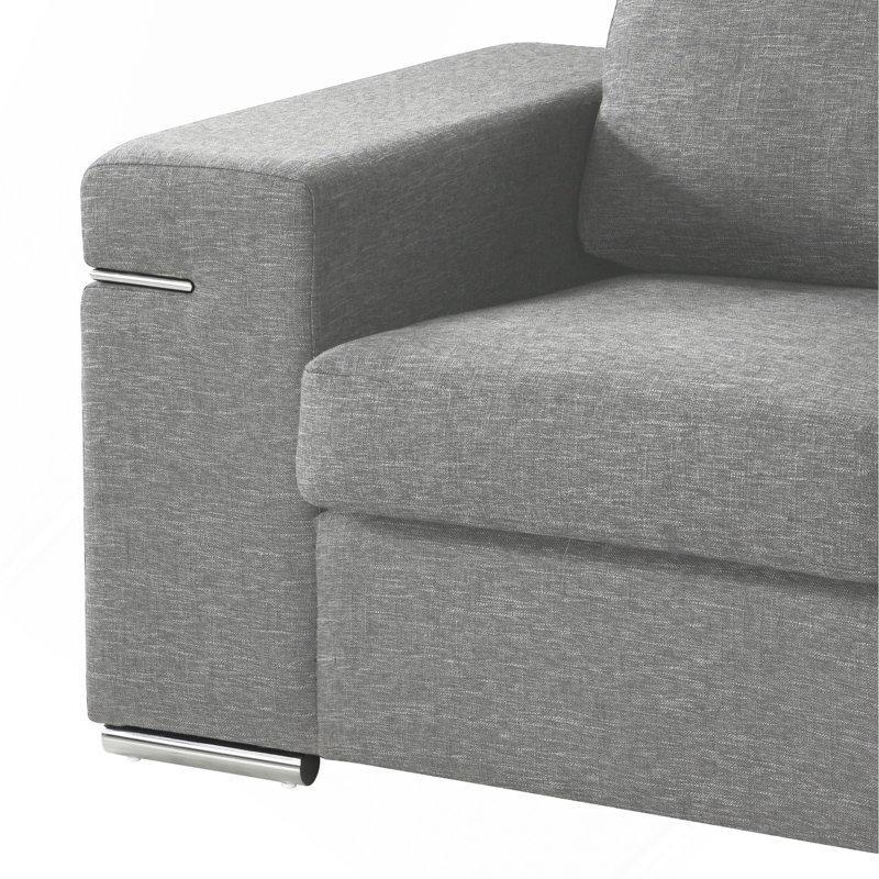 Chaise avec accoudoirs en tissu tissé gris clair, Tissu gris pâle