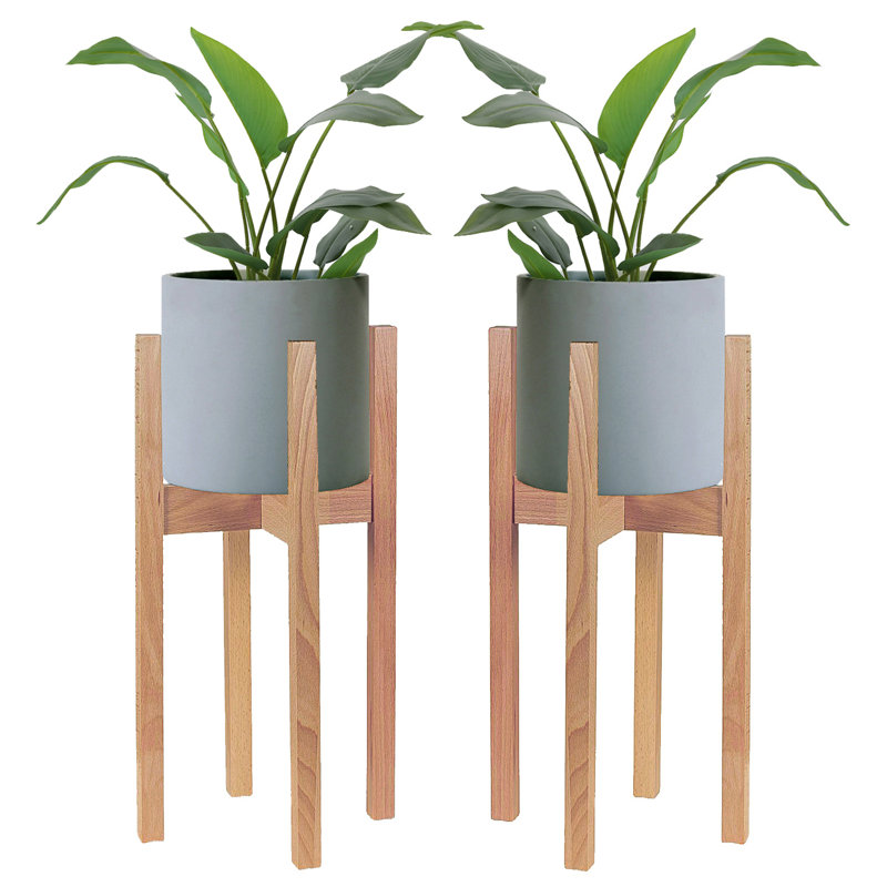 Support pour plante en bois massif Iftikhar, Naturel, H 24 po x L 16 po x P 16 po