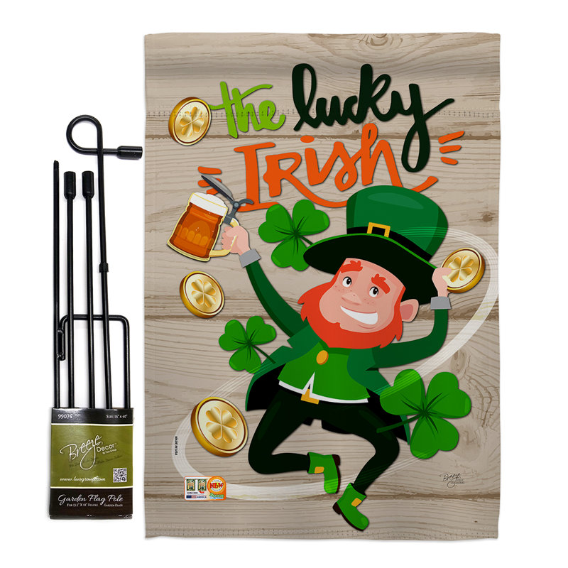 Ensemble de 2 drapeaux en polyester 2 côtés "the chanceux spring" par irish spring st patrick
