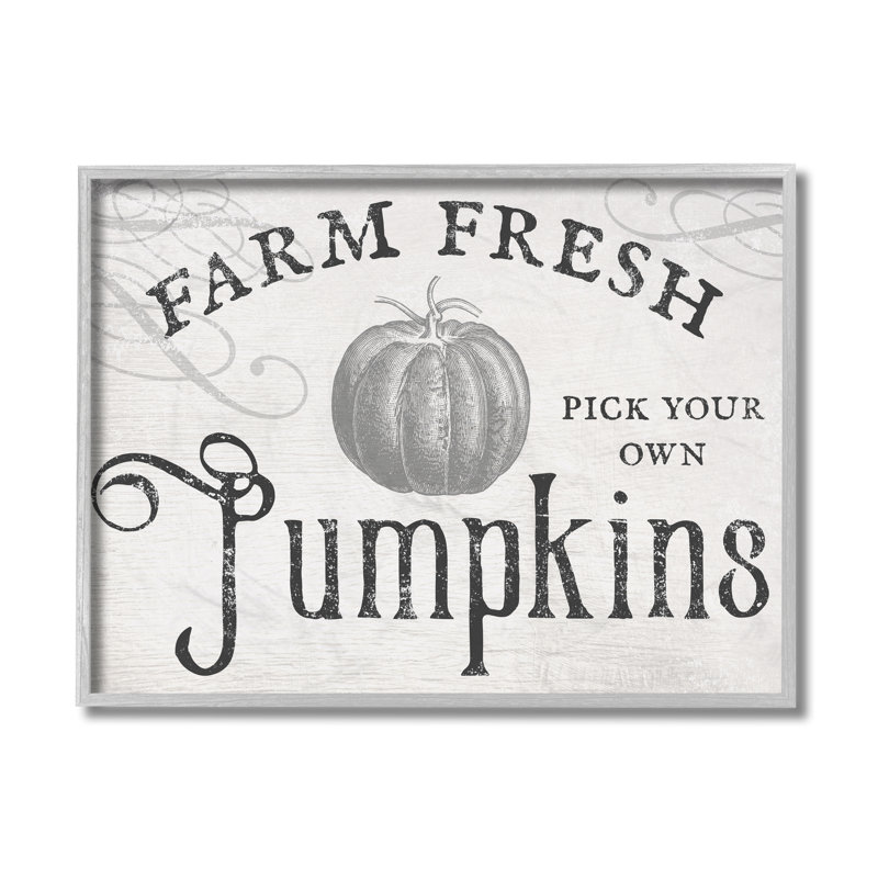 «Vintage Rustic Farm Fresh Pumpkins Sign» par Daphne Polselli, reproduction d'art textuel, Estampe numérique Farmhouse