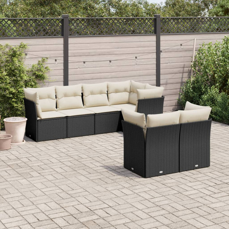 Ensemble de canapé de jardin Vidaxl noir, blanc crème