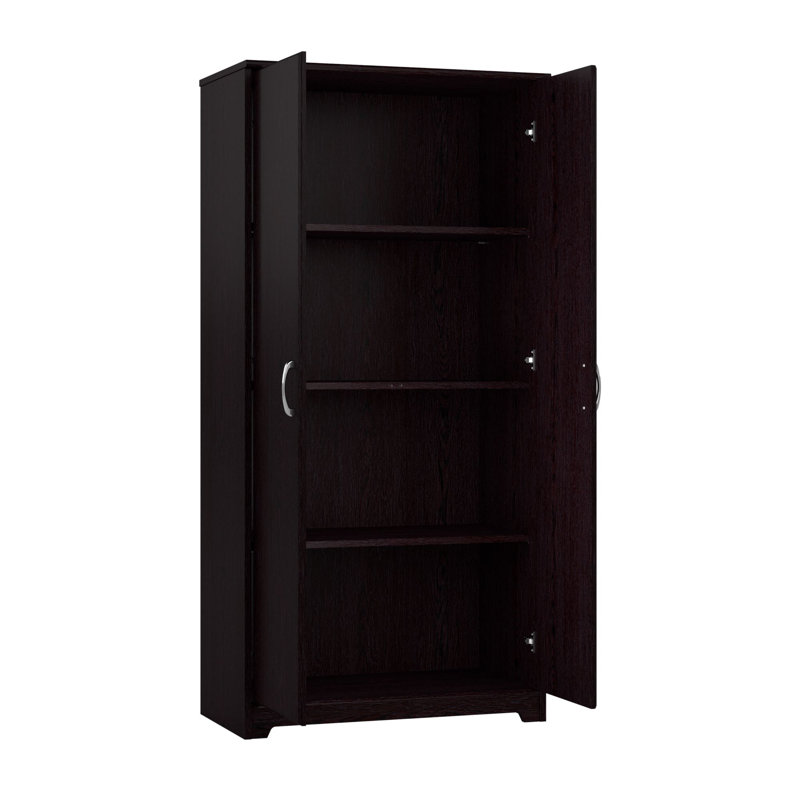 Ensemble de bureau d'ordinateur en L 3 pièces avec rehausse Kaionna, Chêne espresso
