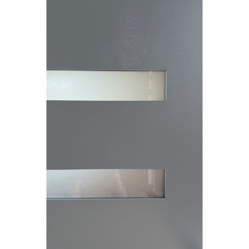 Modern Exterior Doors 36 x 80 Fiberglass Slab Light Gray Frosted Glass Front Entry