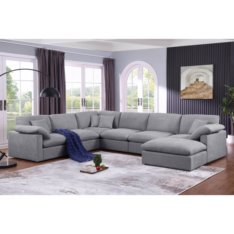 Canapé modulaire réversible en coin Shariff, Mélange de polyester gris foncé