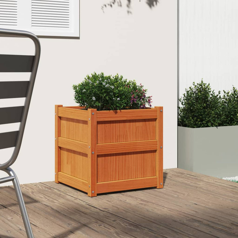 Wooden Kogut Flower Box, Natural Orange, 23.62" H x 23.62" W x 23.62" D, 1