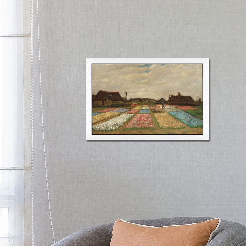 Tulpenfelder Tulip Fields by Vincent Van Gogh - Painting on Canvas, 66.04 cm H x 45.72 cm W, White Framed