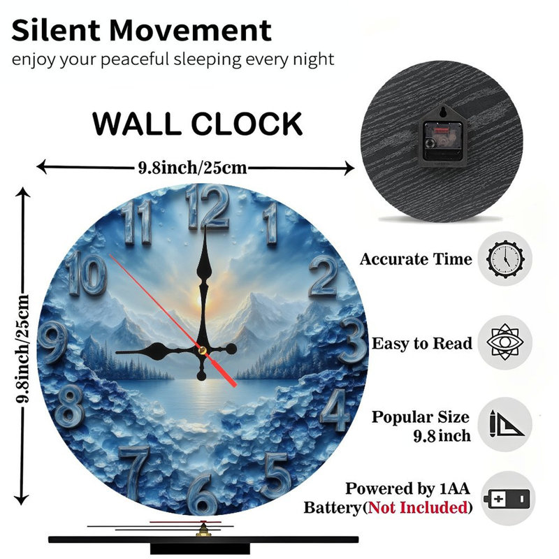 Winter Mountain Lake Clock Face